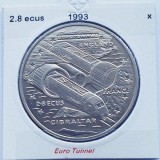 2910 Gibraltar 2.8 ECUs 1993 Elizabeth II (Eurotunnel) km 1062, Europa