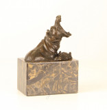 Rinocer facand baie- statueta din bronz pe soclu din marmura SL-66, Animale