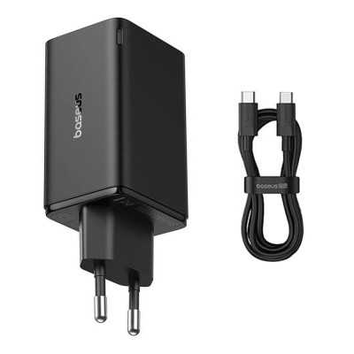 Incarcator priza GaN USB Type-C + cablu Type-C Baseus, 65W, P10162701113-00 foto