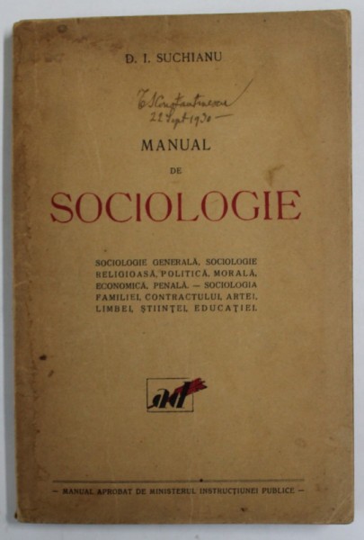 MANUAL DE SOCIOLOGIE de D. I. SUCHIANU * EDITIE BROSATA