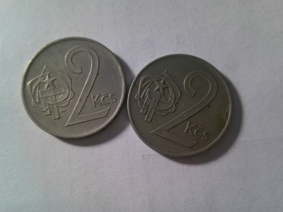 2 Monede Cehoslovacia 1975 si 1980 , cal. F.Buna foto