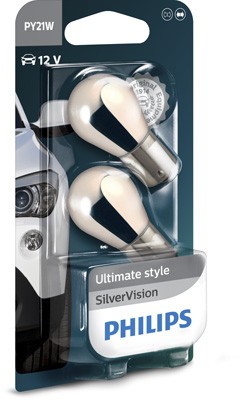 SET 2 BECURI SEMNALIZARE PY21W 12V (blister) SILVER VISION PHILIPS 2829 foto