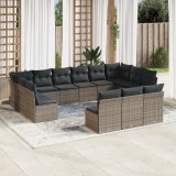 Cumpara ieftin Set mobilier de grădină cu perne, 13 piese, gri, poliratan