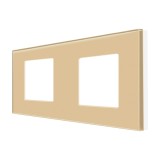 Rama dubla Luxion din sticla securizata aurie pentru module si prize