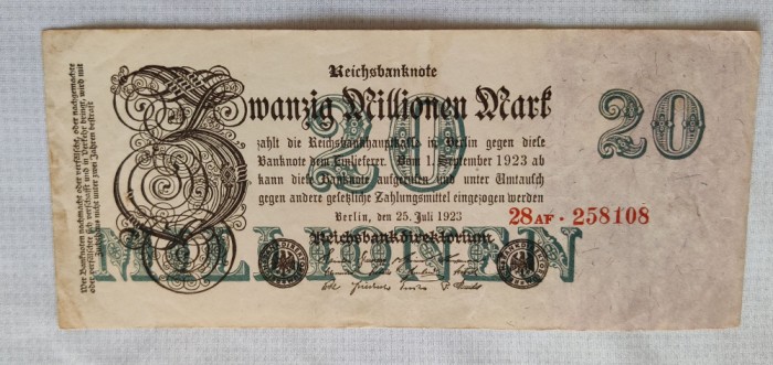 Germania - 20 millionen Mark (1923) 28AF