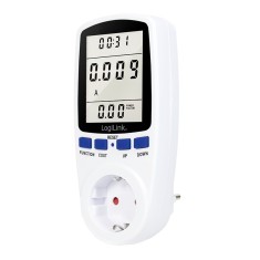 PRIZA LOGILINK, Schuko x 1, conectare prin Schuko (T), contor de cost energie, 16 A, afisaj energie / putere / tarif cost, baterie incorporata, alb, &amp;quot; foto