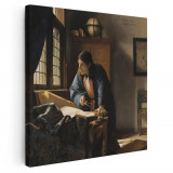 Tablou pictura Geograful de Johannes Vermeer 2042 Tablou canvas pe panza CU RAMA 60x60 cm
