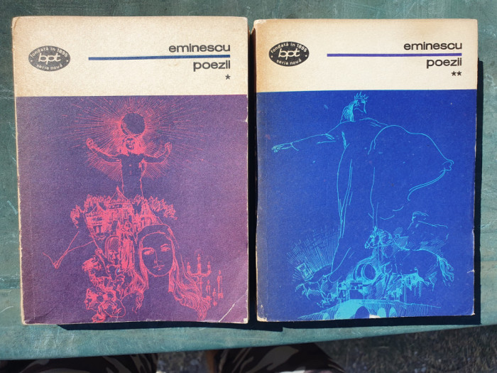 Poezii, Eminescu, doua volume, Colectia BPT nr 1 si 1 bis, Minerva 1977, 706 pag