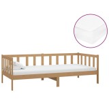 Cumpara ieftin Pat de zi cu saltea, maro miere, 90x200 cm, lemn masiv de pin