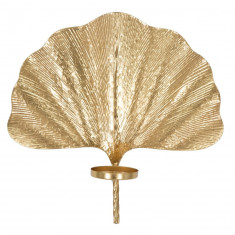 Suport de lumanare pentru perete Glam Leaf, Mauro Ferretti, 41x11.5x40 cm, fier, auriu