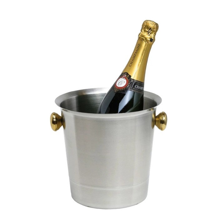 Flaschenk&uuml;hler, Getr&auml;nkek&uuml;hler, Sekt-/Champagnerk&uuml;bel, 5,0 L - Edelstahl Matt &amp; Goldfarbene Griffe - Luxus &amp; Qualit&auml;t