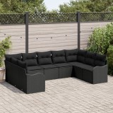 vidaXL Set canapea grădină cu perne Ratan poli negru 9 piese