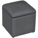 HOMCOM Bancă cu Spațiu de Depozitare Tip Ottoman, Tapițată cu Țesătură Respirabilă, 39x39x39 cm, Gri | Aosom Romania