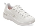 Pantofi sport SKECHERS albi, 150061, din piele ecologica