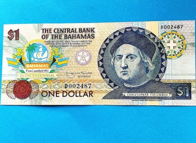 1 Dollar 1992 Bahamas(Christopher Columbus)-Calitate ! --RARA! foto
