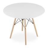 Masa stil scandinav, Artool, rotund, MDF si lemn, alb, 100x72 cm