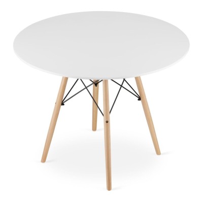 Masa stil scandinav, Artool, rotund, MDF si lemn, alb, 100x72 cm foto