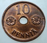 7.245 FINLANDA WWII 10 PENNIA 1942 XF/AUNC