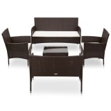 Cumpara ieftin Set mobilier de grădină cu perne, 5 piese, maro, poliratan