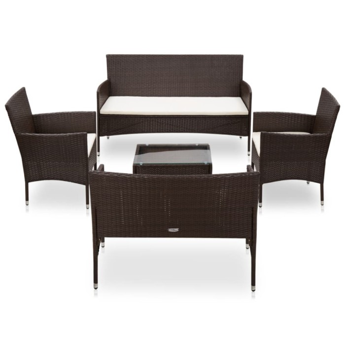 Gossi set mobilier de gradina cu perne, 5 piese, maro, poliratan