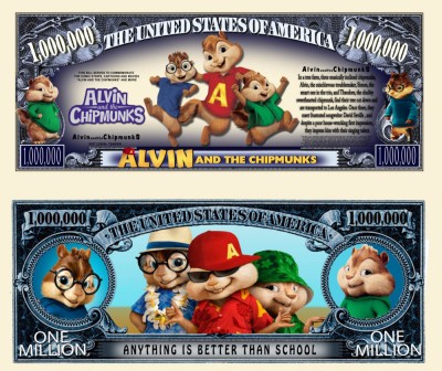 SUA = FANTASY NOTE (TJ6) = DESENE ANIMATE : ALVIN AND THE CHIPMUNKS - 2024 - UNC foto