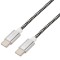 Cablu de incarcare si transfer de date GoGEN USB-C/USB-C, 2 metri, impletitura textila, argintiu