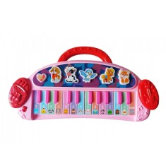 Pian interactiv pentru copii cu butoane care emit diverse melodii, Roz, 30 cm LTOY52-1