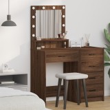 vidaXL Masă de toaletă cu lumini LED, stejar maro, 50x41x135 cm