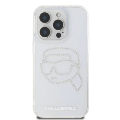 Husa pentru iPhone 16 Pro - Karl Lagerfeld IML Rhinestones (KLHCP16LHKHDCELT) - Karl Head Transparent