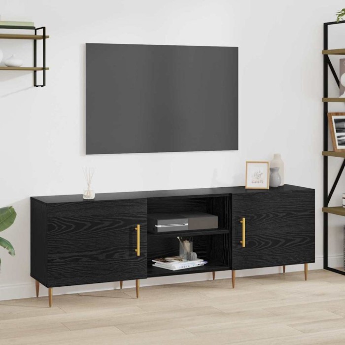 vidaXL Cabinet TV cu raft Stejar negru 150 x 30 x 50 cm Lemn compozit