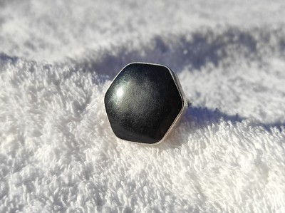 INEL argint cu ONIX hexagonal OPULENT splendid REGLABIL de efect MASIV superb foto