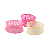 Set 3 elastice din plasa pentru par Crisalida, diametru 4.5 cm, Crem si roz