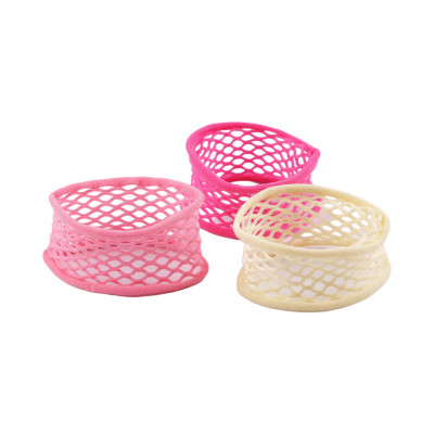 Set 3 elastice din plasa pentru par Crisalida, diametru 4.5 cm, Crem si roz foto