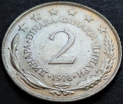 Moneda 2 DINARI - RSF YUGOSLAVIA, anul 1978 * cod 2749 A = A.UNC foto