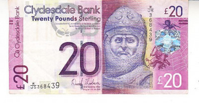 M1 - Bancnota foarte veche - Marea Britanie - Clydesdale - 20 lire sterline foto