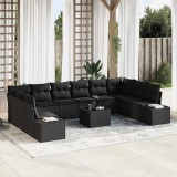 VidaXL Set de canapele pentru grădină 11 pcs Negru Rattan poli