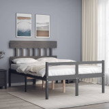 Cadru de pat senior cu tăblie, 120x200 cm, gri, lemn masiv, vidaXL