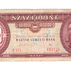 Bancnota Ungaria 100 forint 10 ianuarie 1989, circulata, stare buna