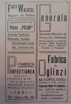 1941 Lot VI reclame interbelice Iași Jassy fata - verso evrei, romani 23 x 15cm foto