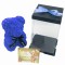 Urs floral albastru, personalizabil cu felicitare personalizabila, Eventissimi, ursulet decorat manual cu trandafiri de spuma, Teddy Bear 25 cm, cutie