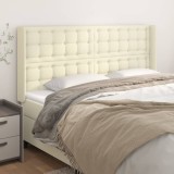 vidaXL Tăblie de pat cu aripioare, crem, 183x16x118/128 cm, piele eco 3119684