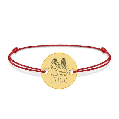 BFF - Bratara cu snur personalizata pentru cei mai buni prieteni din argint 925 placat cu aur galben 24K foto