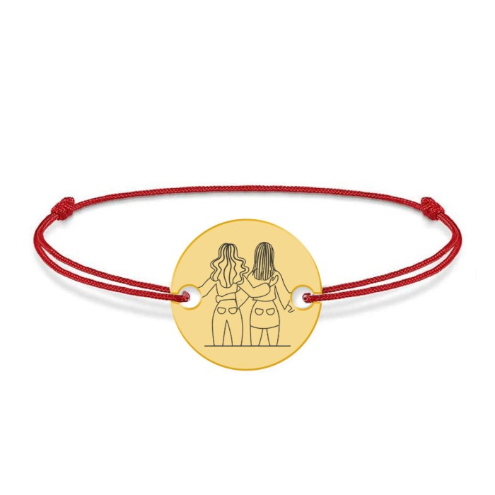 BFF - Bratara cu snur personalizata pentru cei mai buni prieteni din argint 925 placat cu aur galben 24K