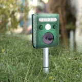 Repelent cu ultrasunete pentru animale și păsări, cu panou solar, Verde, CMCLASS