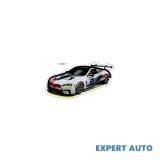 Sticker Auto Kwmobile Masina Curse TAG 088/T3, 15x9.5cm, PVC Autocolant, Alb/Negru/Gri/Rosu, Abstract, Rezistent Zgarieturi