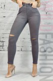 Cumpara ieftin CL699RR-61 Blugi skinny cu talie inalta si taieturi la nivelul genunchilor