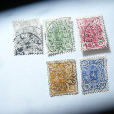 Serie mica Finlanda 1889 Embleme , 5 valori stampilate