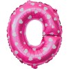Balon folie metalizata litera o, flippy, 40 cm, cu imprimeu inimioare, umflati cu heliu sau aer, ambalaj individual, pai inclus, roz