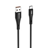Cablu USB-A la USB-C Forcell F-Energy C342 QC4.0 66W, 3A, Silicon, 1m, Negru