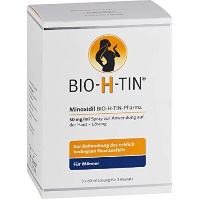 Solutie pentru Cresterea Parului, Bio-H-Tin, Minoxidil 5%, Pulverizator Inclus, 3x 60ml foto